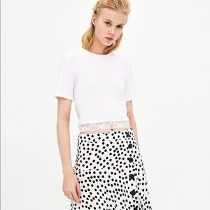 Zara black ribbed top with lace detailing